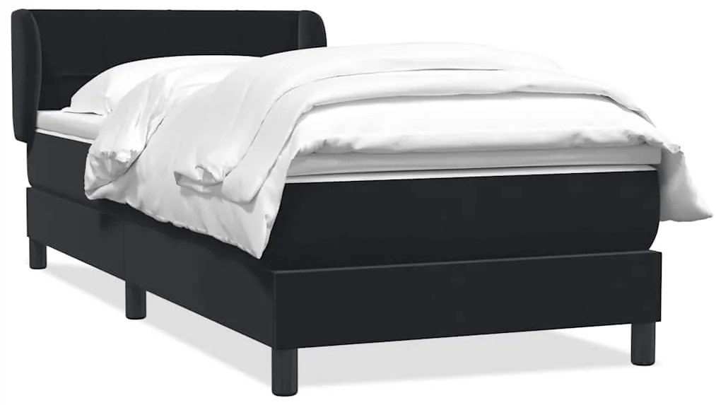 vidaXL Κρεβάτι Boxspring με Στρώμα Μαύρο 80x220 εκ. Βελούδινο