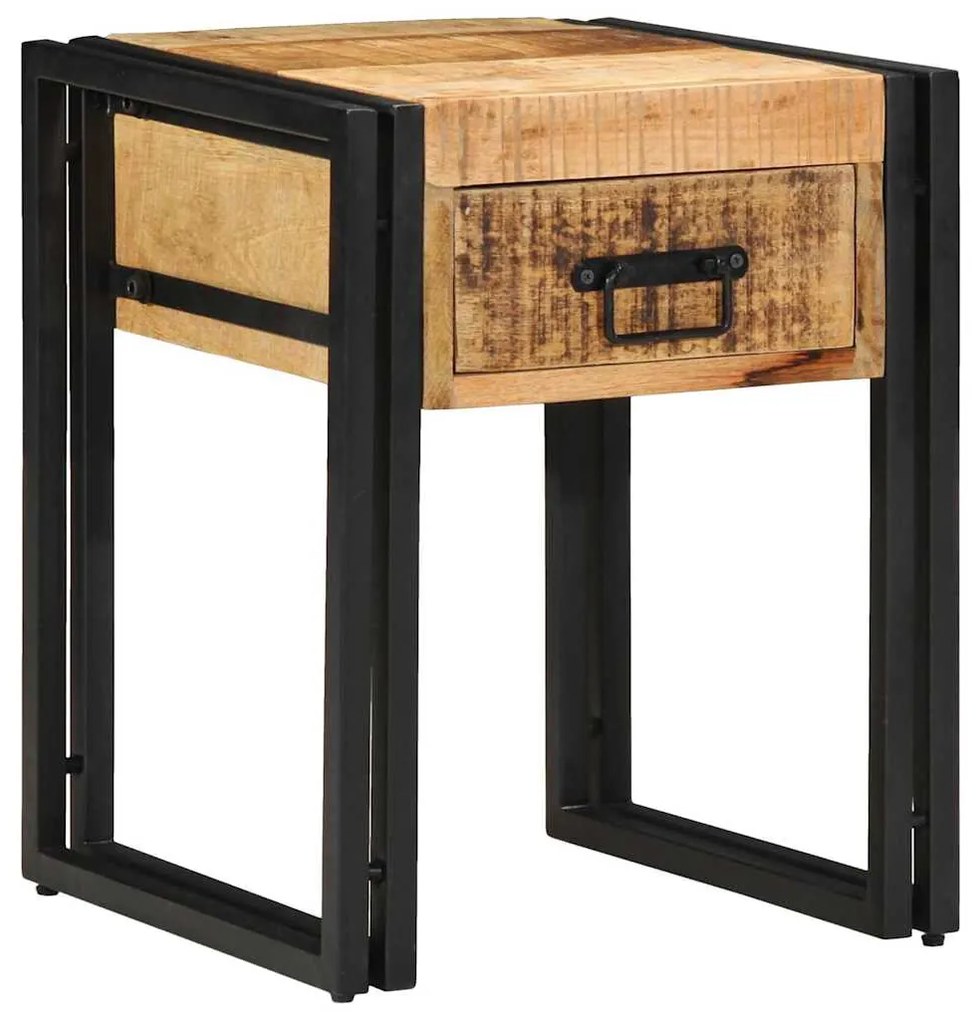 vidaXL End Table Καφέ και Μαύρο 40 x 40 x 50 cm Στερεό ξύλο μάνγκο