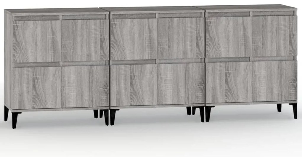 vidaXL Ντουλάπι 3 τεμ. Γκρι Sonoma 60x35x70 εκ. από Επεξεργασμένο Ξύλο