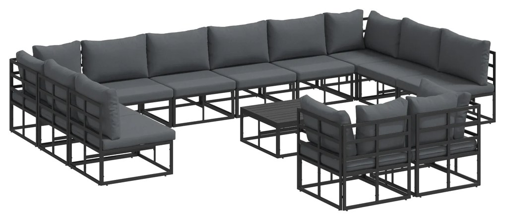 vidaXL Σετ Καναπέ Κήπου 13 pcs Μαύρο 70 x 70 x 32 εκ Αλουμίνιο
