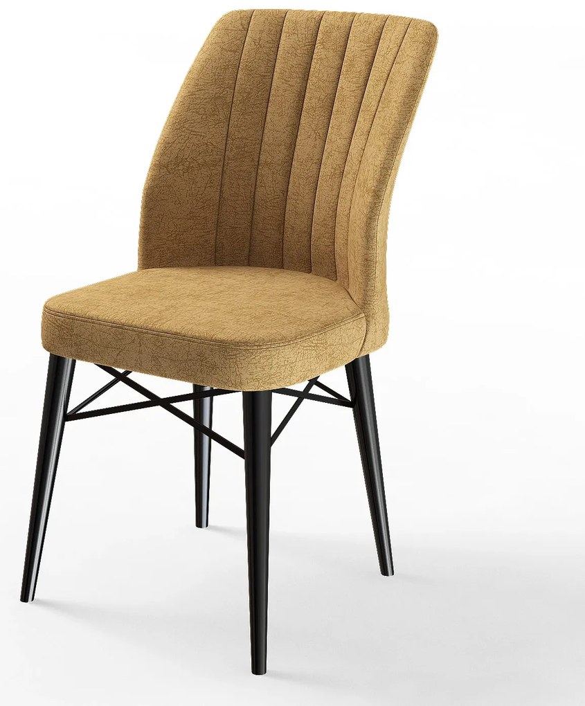 Καρέκλα Armen καπουτσίνο antique ύφασμα-μαύρο πόδι 47x50x93