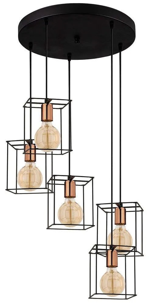 Φωτιστικό Οροφής Selimiye 525NOR1552 Φ45x110cm 5xE27 40W Black-Copper Opviq
