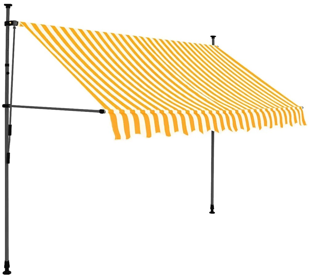 vidaXL Τέντα Συρόμενη Χειροκίνητη με LED Λευκό / Πορτοκαλί 300 εκ.