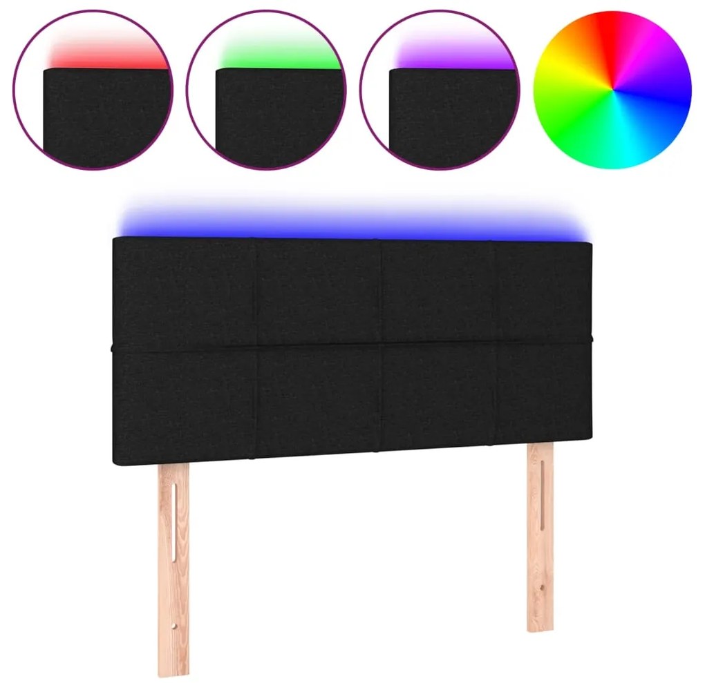 vidaXL Κεφαλάρι Κρεβατιού LED Μαύρο 80 x 5 x 78/88 εκ. Υφασμάτινο
