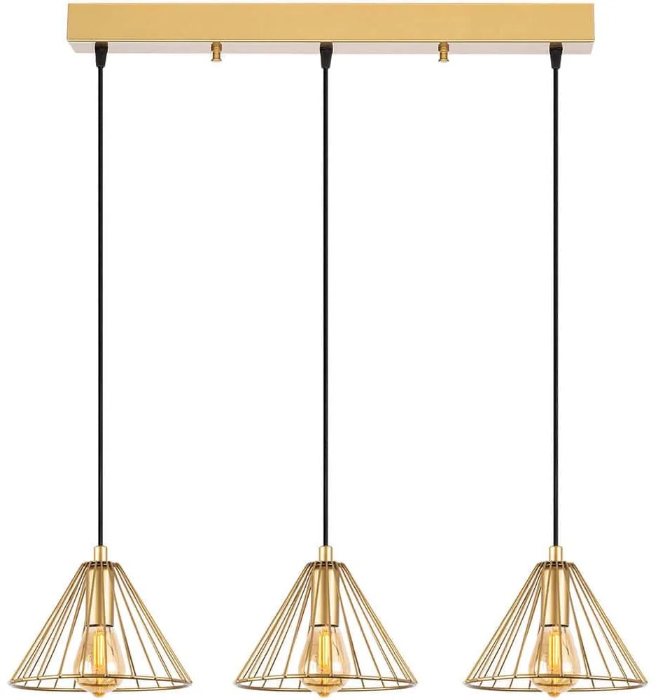 Φωτιστικό Οροφής - Ράγα Soylu 942FLG1498 72x20x117cm 3xE27 40W Gold Opviq