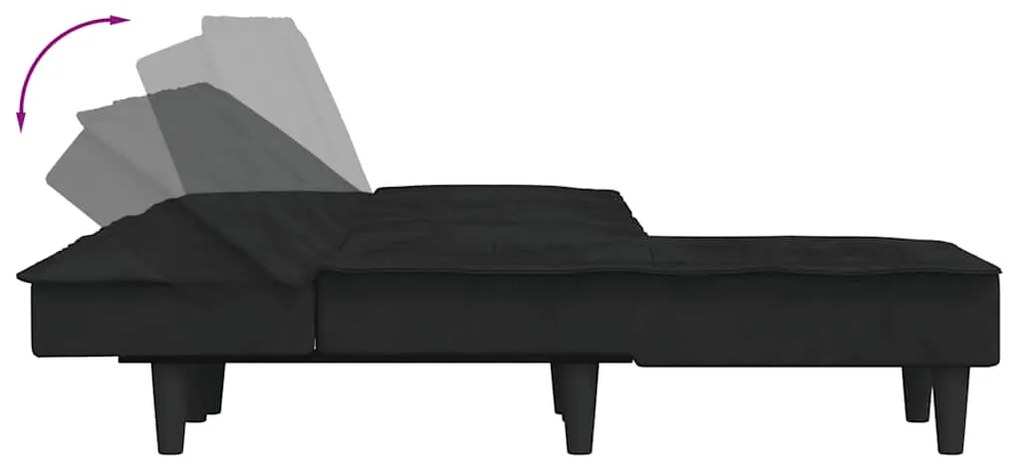 vidaXL Καναπές Κρεβάτι Γωνιακός Μαύρος 255 x 140 x 70 εκ. Βελούδινος