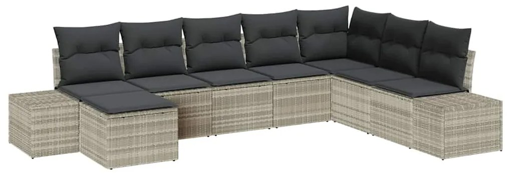 vidaXL Σετ Καναπέ Κήπου με μαξιλάρι 8 pcs Ανοιχτό γκρι συνθετικό ρατάν