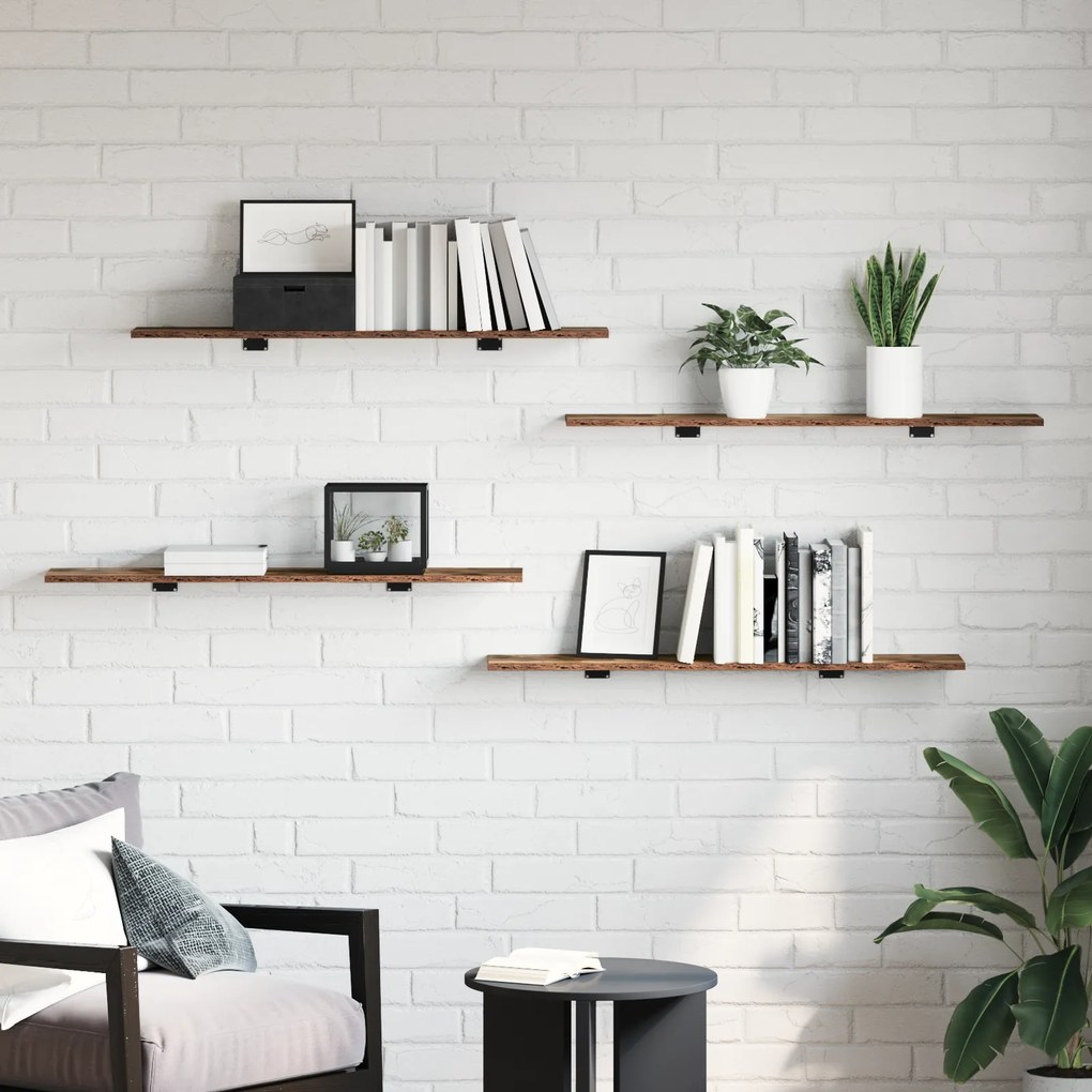 vidaXL Δίσκος Βιβλιοθήκης 4 pcs Καφέ 100 x 40 x 1.5 εκ.