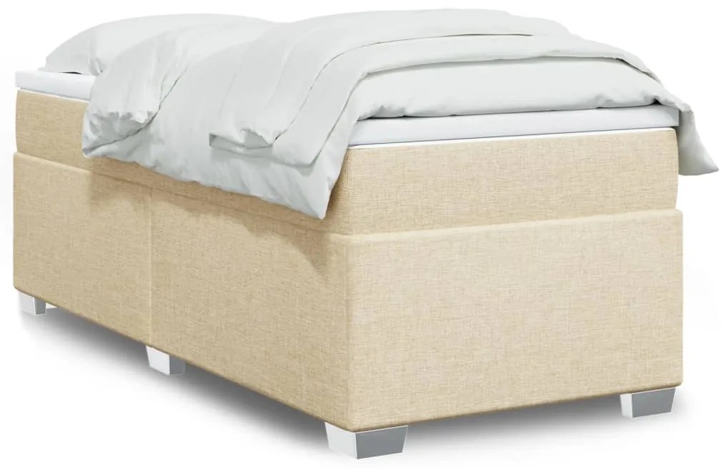 vidaXL Κρεβάτι Boxspring με Στρώμα Κρεμ 90x190 εκ.Υφασμάτινο