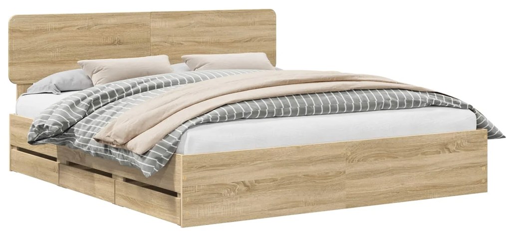 vidaXL Σκελετός Κρεβατιού Δρύς Sonoma 180 x 200 cm Μηχανήματος Ξύλο