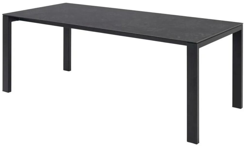 Τραπέζι Oakland 788, Μαύρο, Μαύρο ματ, 75x90x200cm, 78 kg, Γυαλί, Κεραμικός, Μέταλλο | Epipla1.gr