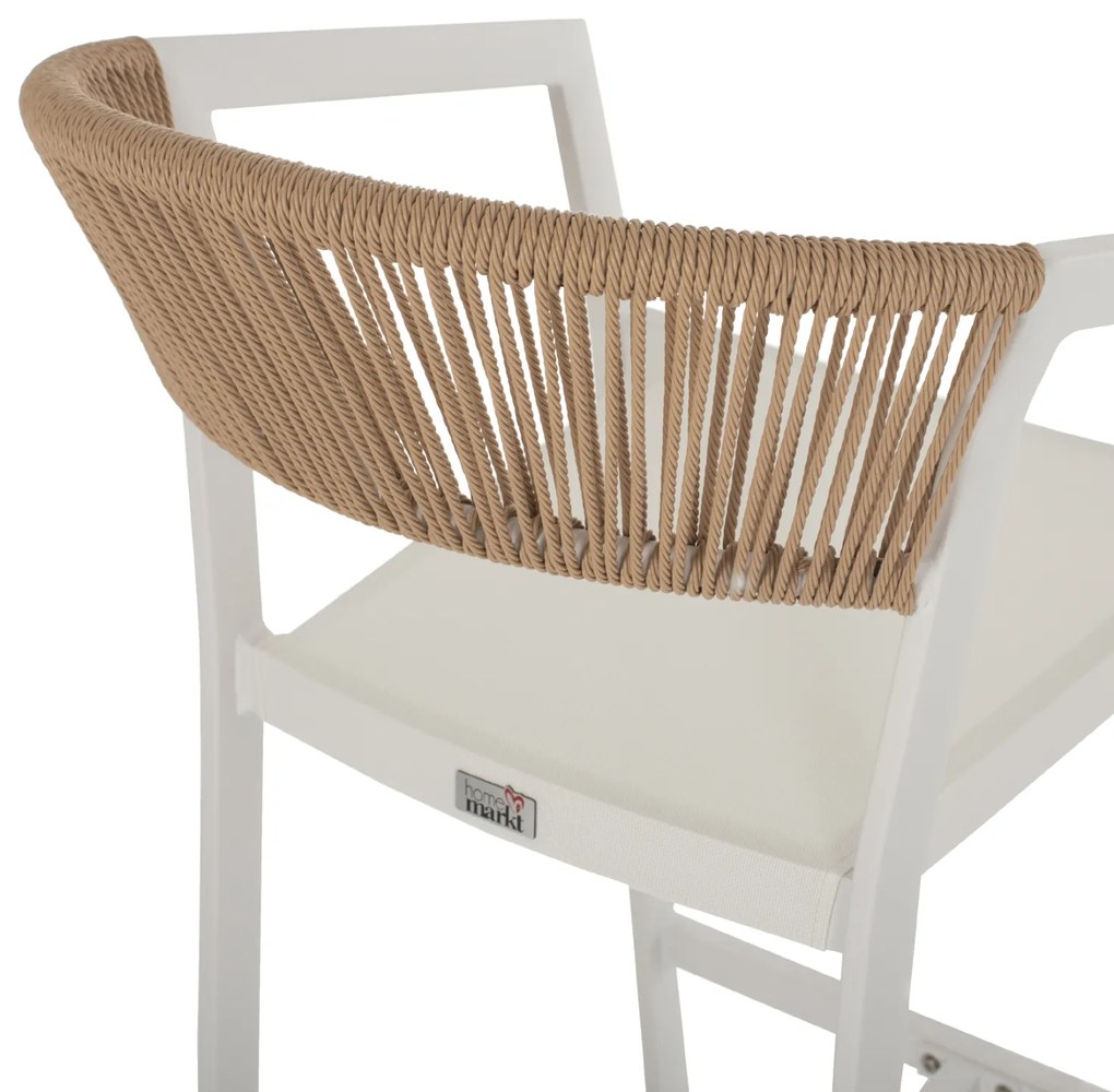 ΣΚΑΜΠΟ ΑΛΟΥΜΙΝΙΟΥ ΛΕΥΚΟ ΜΕ ΜΠΡΑΤΣΑ RATTAN &amp; TEXTLINE 56x58x105Yεκ. HM5892.22