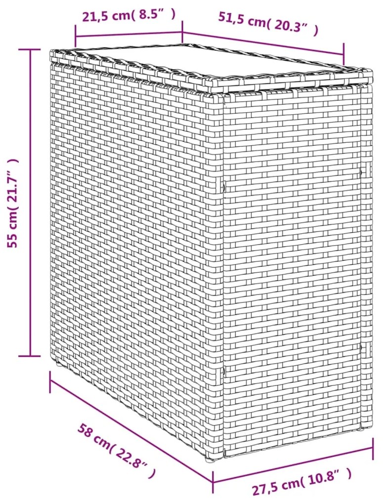 ΤΡΑΠΕΖΙ ΚΗΠΟΥ ΜΕ ΓΥΑΛΙΝΗ ΕΠΙΦ. ΓΚΡΙ 58X27,5X55 ΕΚ. ΣΥΝΘ. ΡΑΤΑΝ 366189