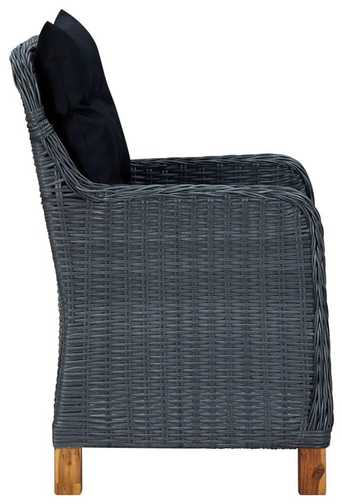 vidaXL Πολυθρόνες Εξωτ. Χώρου 2 τεμ. Σκ. Γκρι Συνθ. Ρατάν με Μαξιλάρια