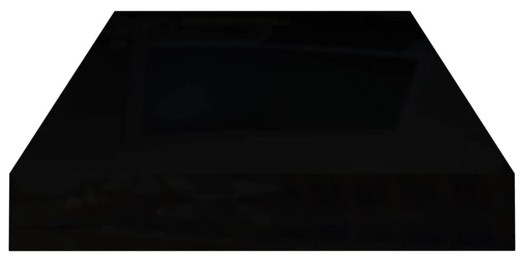 Ράφια Τοίχου Γυαλιστερά Μαύρα 2 Τεμάχια 50x23x3,8 εκ. MDF - Μαύρο