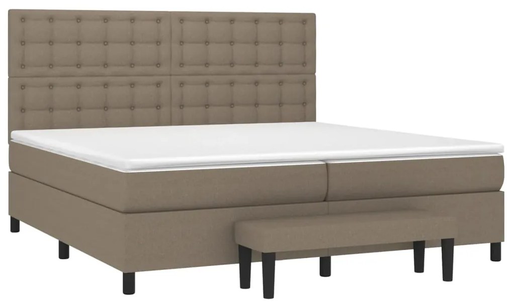 vidaXL Κρεβάτι Boxspring με Στρώμα Taupe 200x200 εκ. Υφασμάτινο