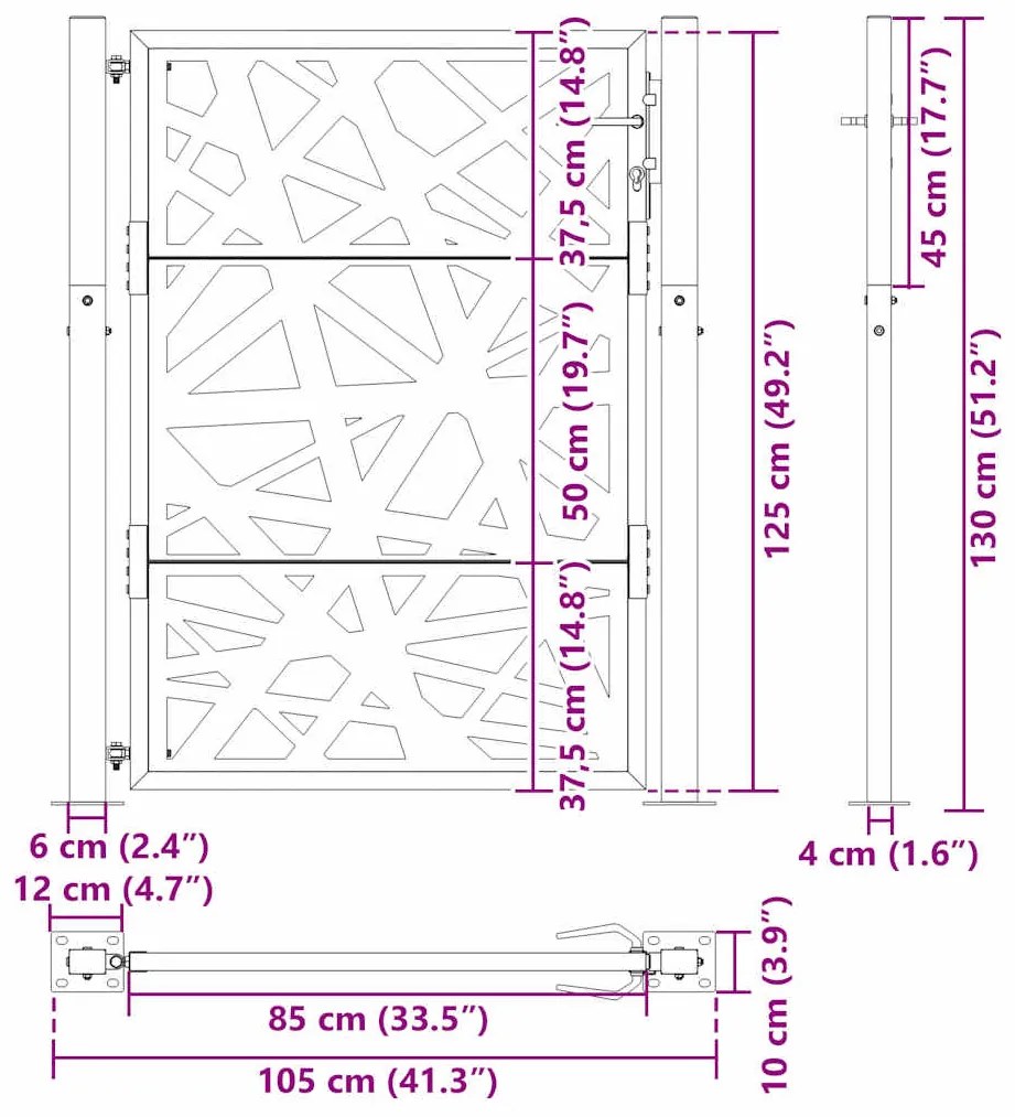 ΠΥΛΗ ΚΗΠΟΥ 105X130 CM ΑΠΟ ΧΑΛΥΒΑ ΚΑΙΡΙΚΕΣ ΣΥΝΘΗΚΕΣ LIGHT DESIGN 4100955