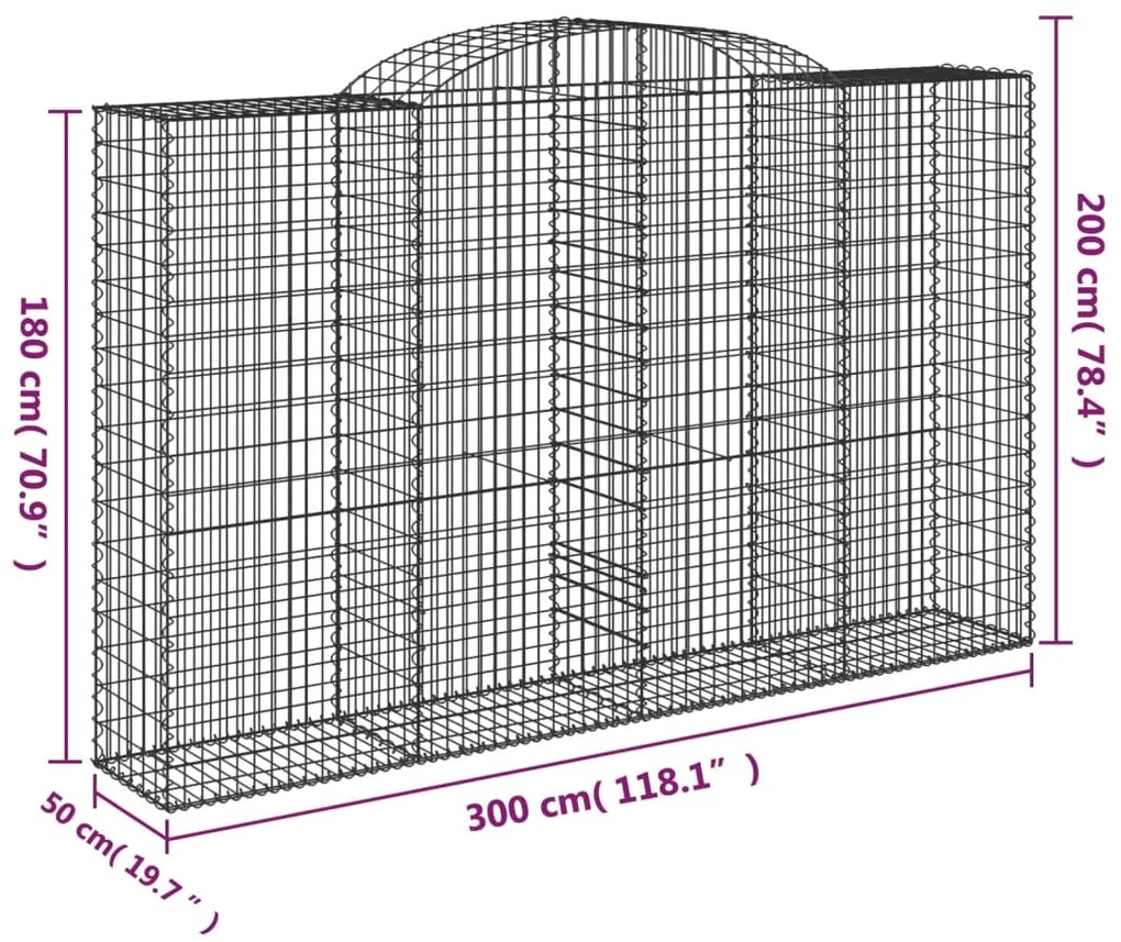 vidaXL Συρματοκιβώτια Τοξωτά 17 τεμ. 300x50x180/200 εκ. Γαλβαν. Ατσάλι