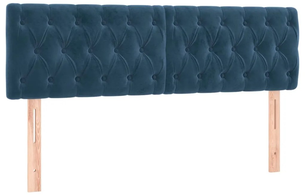 vidaXL Κεφαλάρι Κρεβατιού LED Σκούρο Μπλε 144x7x78/88 εκ. Βελούδινο