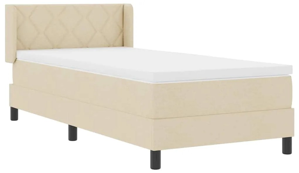 vidaXL Κρεβάτι box spring με στρώμα με στρώμα Κρεμ 90 x 200 cm