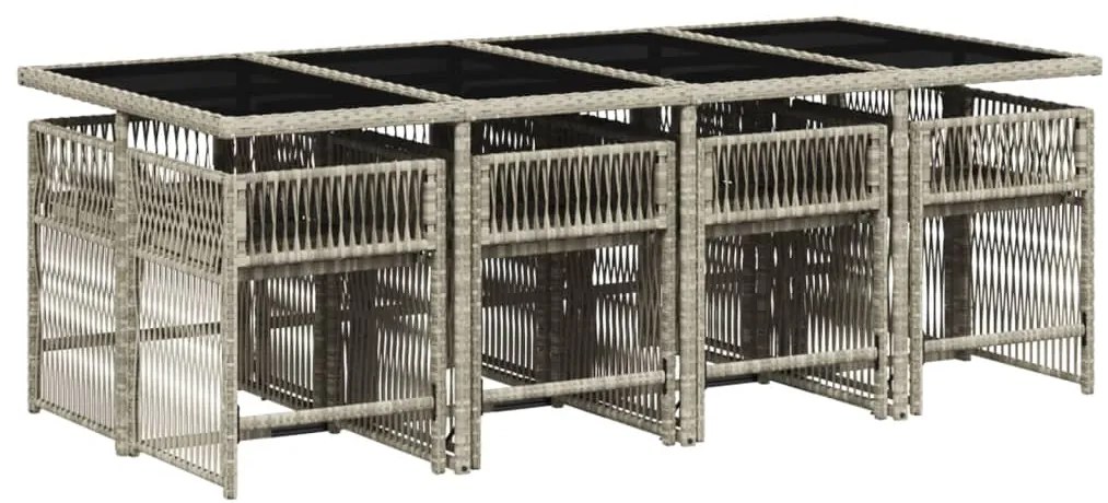 vidaXL Σετ Τραπεζαρίας Κήπου 9 τεμ. Αν. Γκρι Συνθ. Ρατάν με Μαξιλάρια