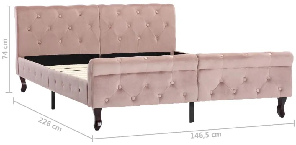 vidaXL Πλαίσιο Κρεβατιού Ροζ 140 x 200 εκ. Βελούδινο