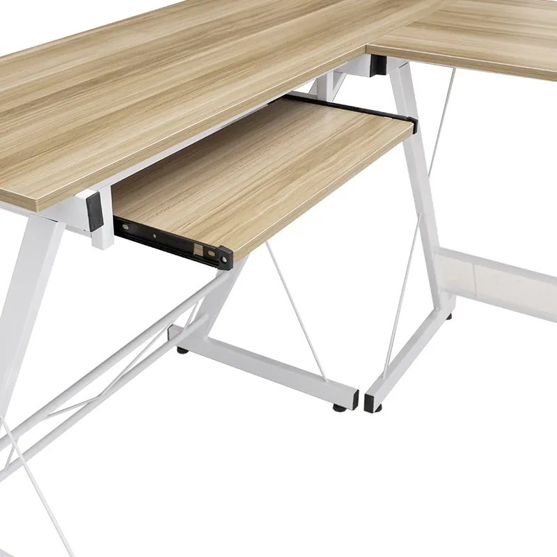 Γραφείο γωνιακό Levi pakoworld-MDF χρώμα oak-λευκό 158x120x73εκ - 072-000022