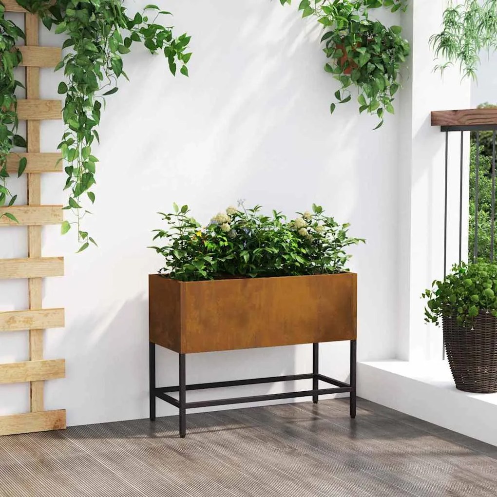 vidaXL Υψωμένη Γλάστρα Κήπου Σκ rusty 60 x 26 x 45 εκ