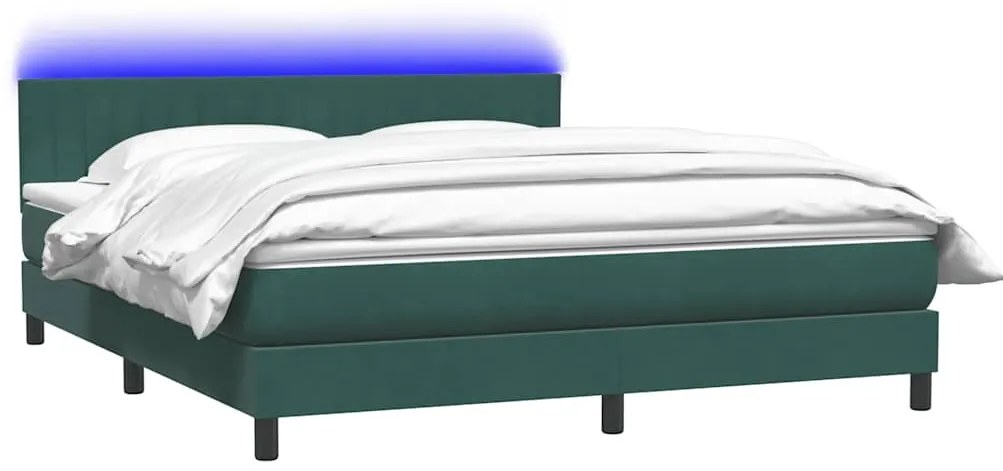 vidaXL Κρεβάτι Boxspring με Στρώμα Σκούρο Πράσινο 180x210εκ. Βελούδινο