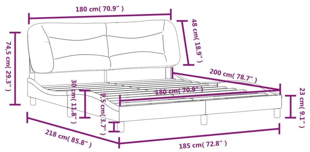 Πλαίσιο Κρεβατιού με Κεφαλάρι Καπουτσίνο 180x200εκ. Συνθ. Δέρμα - Καφέ