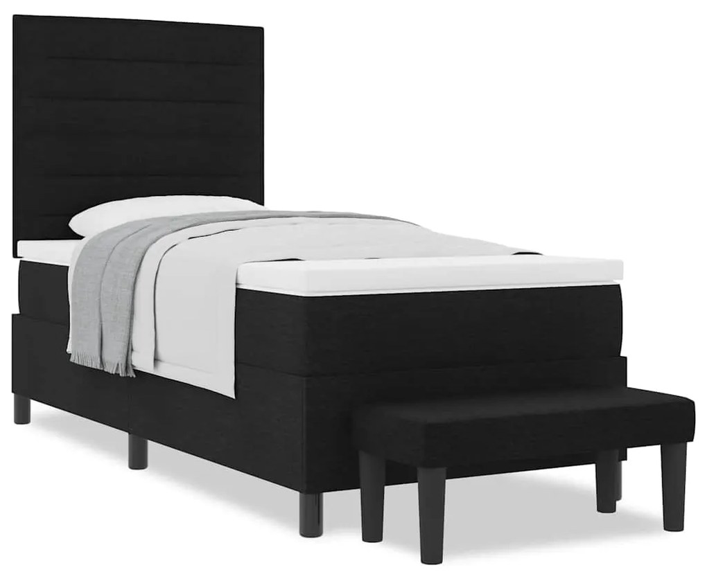 vidaXL Κρεβάτι με ελατήρια με στρώμα Μαύρο 100 x 200 cm ύφασμα