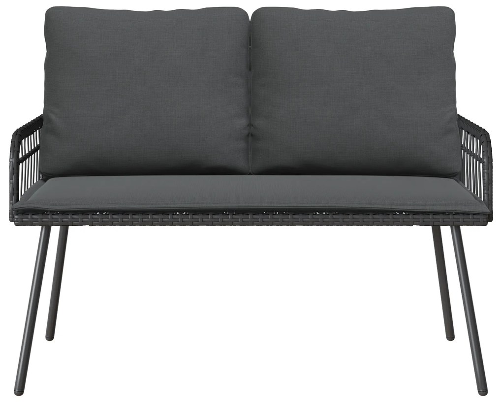 vidaXL Μπαλκονάκι Παγκάκι Μαύρο 114x64x78 εκ, Πολυ Ρατάν