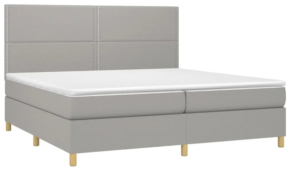 vidaXL Κρεβάτι Boxspring με Στρώμα Ανοιχτό Γκρι 200x200 εκ. Υφασμάτινο