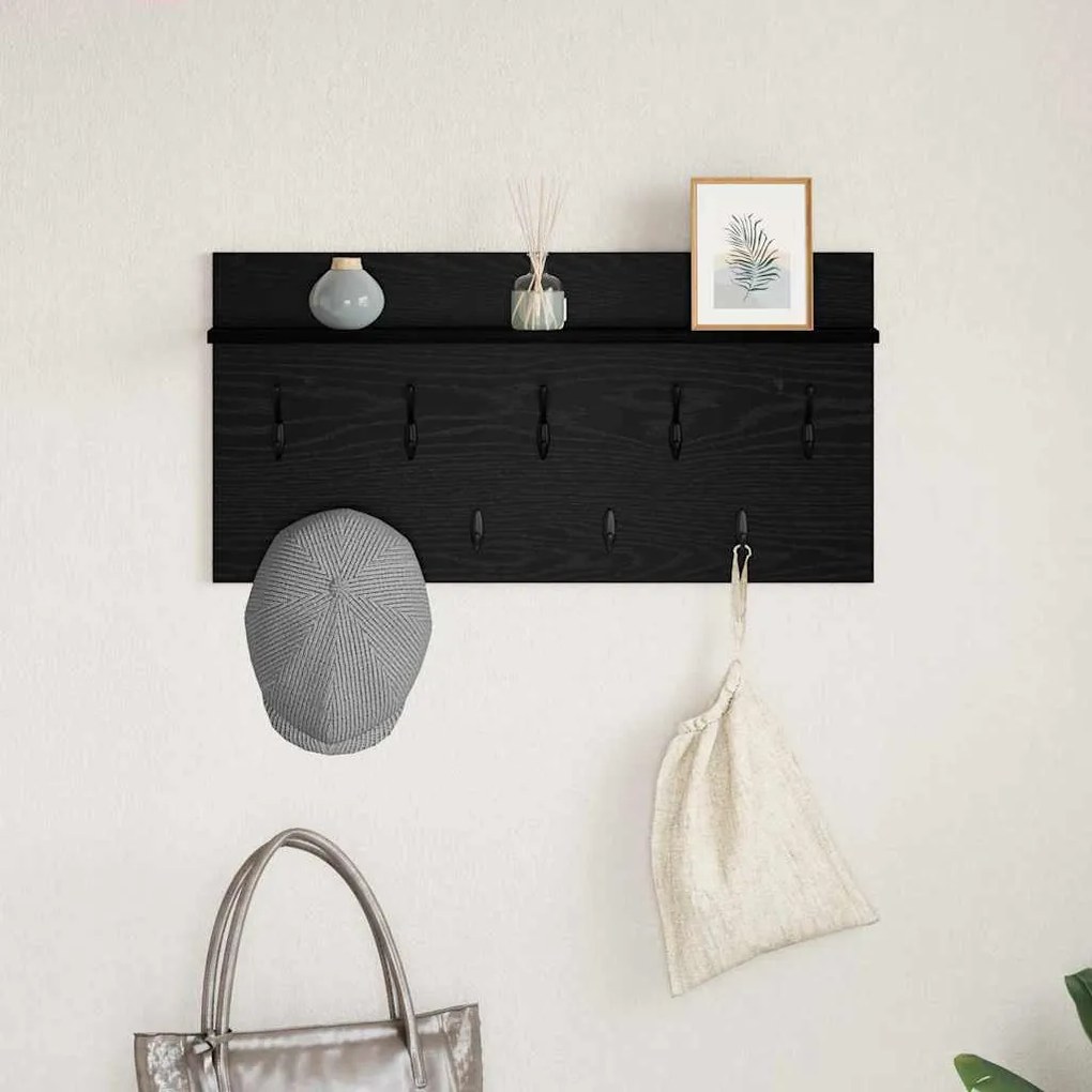 vidaXL Τοίχου Κρεμάστρα Μαύρη δρυς 80 x 40 x 12 cm Επεξεργασμένο ξύλο