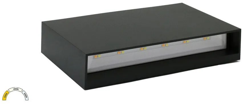 Απλίκα Φωτιστικό Τοίχου LED 12W Up-Down ΙΡ65 3CCT Lumen 9-91218 Ανθρακί