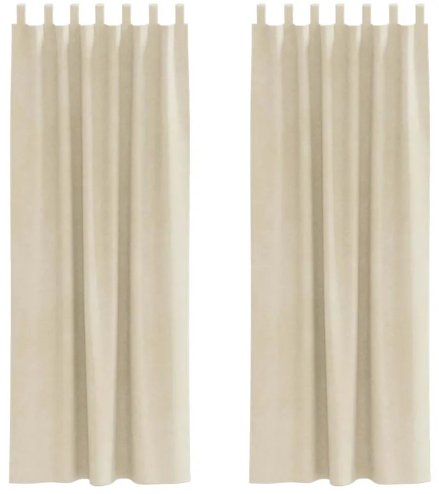 vidaXL Κουρτίνες με κουρτίνες 2 pcs Κρεμ 140 x 225 cm Βελούδο