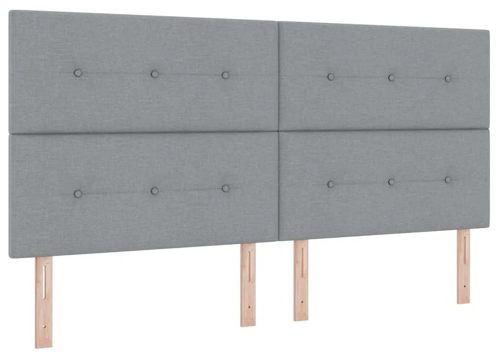 vidaXL Κρεβάτι με ελατήρια Ανοιχτό γκρι 200 x 200 cm ύφασμα