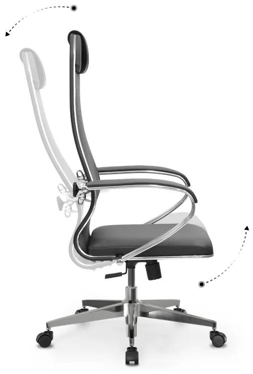 Καρέκλα γραφείου Sit-1031672 Megapap εργονομική με διπλό ύφασμα Mesh και τεχνόδερμα χρώμα μαύρο 66x70x118/131εκ.