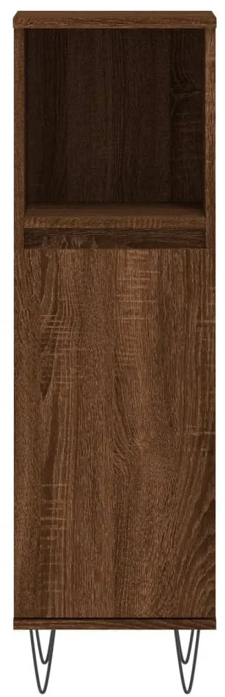 vidaXL Ντουλάπι Μπάνιου Καφέ Δρυς 30x30x100 εκ. Επεξεργασμένο Ξύλο