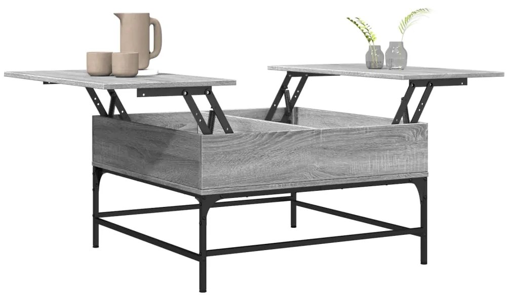 vidaXL Τραπεζάκι Σαλονιού Γκρι Sonoma 80x80x45 εκ. Επεξ. Ξύλο/Μέταλλο