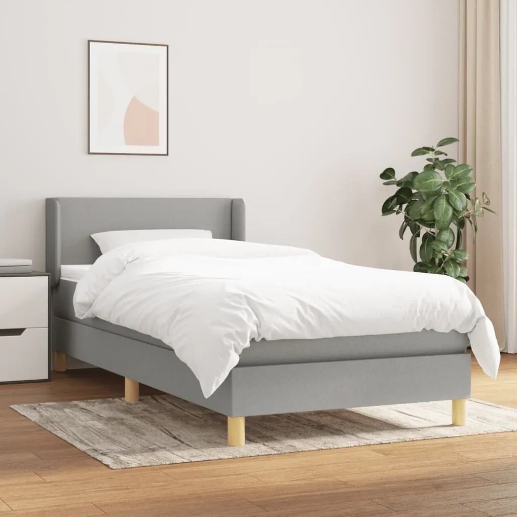 ΚΡΕΒΑΤΙ BOXSPRING ΜΕ ΣΤΡΩΜΑ ΑΝΟΙΧΤΟ ΓΚΡΙ 90X200 ΕΚ. ΥΦΑΣΜΑΤΙΝΟ 3130081