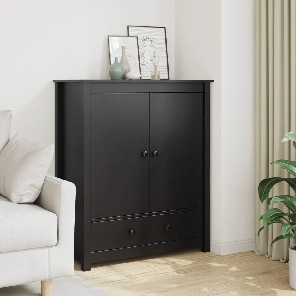 vidaXL Ντουλάπι Μαύρη 83 x 41,5 x 100 εκ. από Μασίφ Ξύλο Πεύκου