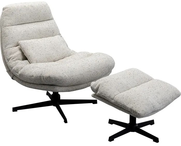 Swivel Armchair + Stool Columbia - Γκρι