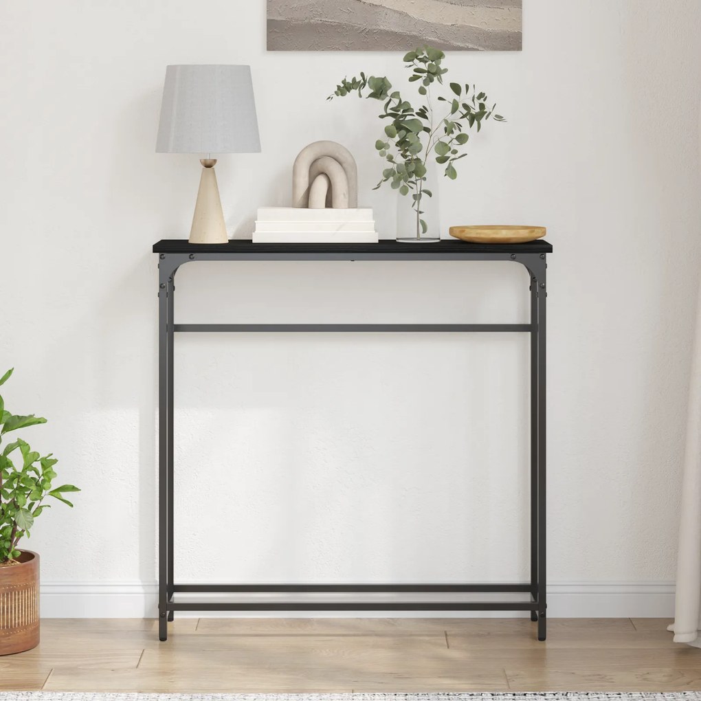 vidaXL Κονσόλα Μαύρη Δρυς 75x19,5x75 εκ Επεξεργασμένου Ξύλου