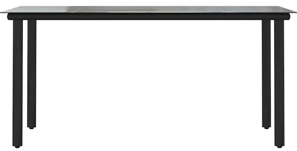 vidaXL Σετ Τραπεζαρίας Κήπου 7Τεμ. Μαύρο Συνθ.Ρατάν/Γυαλί με Μαξιλάρια