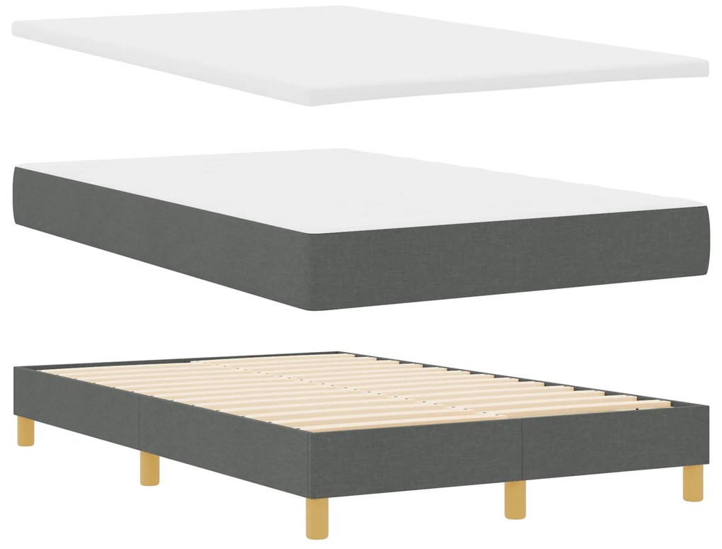 vidaXL Κρεβάτι Box Spring με Στρώμα Σκούρο Γκρι 120x200 εκ. Ύφασμα