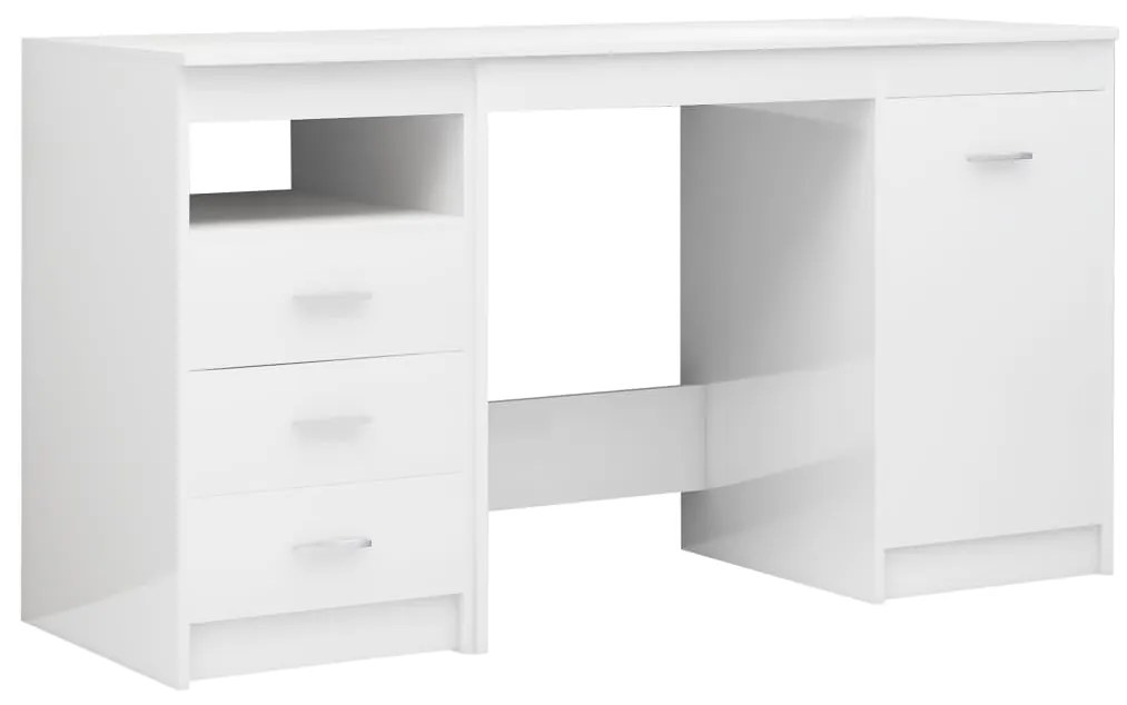 vidaXL Γραφείο Γυαλιστερό Λευκό 140 x 50 x 76 εκ. από Επεξ. Ξύλο