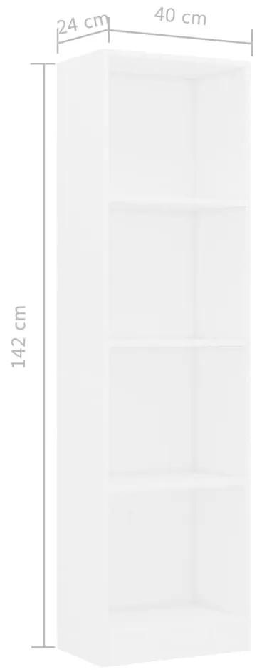 Βιβλιοθήκη με 4 Ράφια Λευκή 40 x 24 x 142 εκ. από Μοριοσανίδα - Λευκό