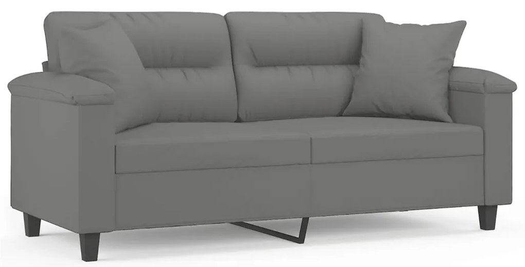 vidaXL Καναπές Διθέσιος Σκ. Γκρι 140 εκ. Ύφασμα Μικροϊνών με Μαξιλάρια