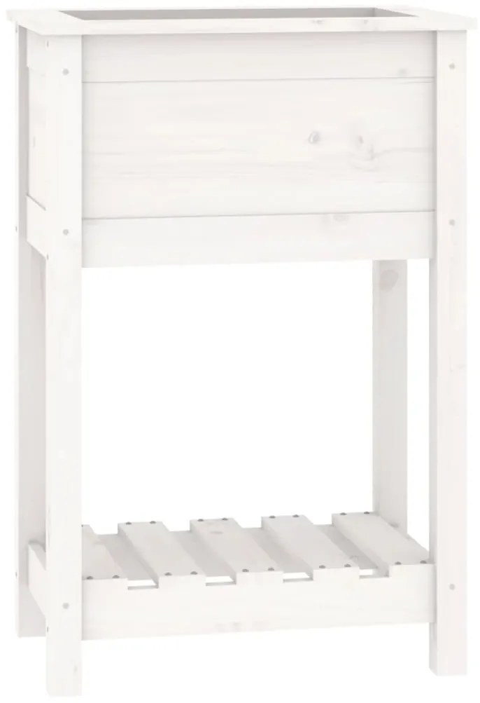 vidaXL Ζαρντινιέρα με Ράφι Λευκή 54 x 34,5 x 81 εκ. Μασίφ Ξύλο Πεύκου